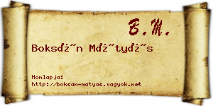 Boksán Mátyás névjegykártya